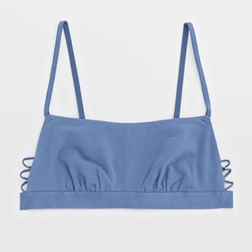 NWT Aerie Cotton Bandeau Bralette Women's Marbled Blue Size S